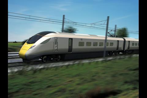 Impression of Hitachi Rail Europe Class 800 trainset for the Intercity Express Programme.